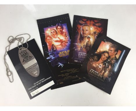 A ticket to the film premiere and post premiere party of "Star Wars: Episode I - The Phantom Menace", in the form of metal pe
