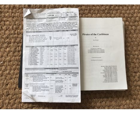 The original shooting script / screenplay for the motion picture "Pirates of the Caribbean: The Curse of the Black Pearl" (19