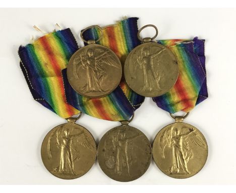 Five Victory medals respectively to SE 28517 Pte R Armour, AVC; 183600 Gnr D McLeod, RA; 1298 Pte J Quirk, Newfoundland Regt;