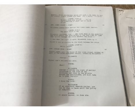 The original shooting script / screenplay for the motion picture "Pirates of the Caribbean: The Curse of the Black Pearl" (19