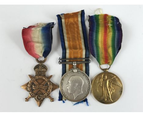 A 1914-15 Star with British War and Victory medals to 12582 Pte R Sturgeon, KOSB
