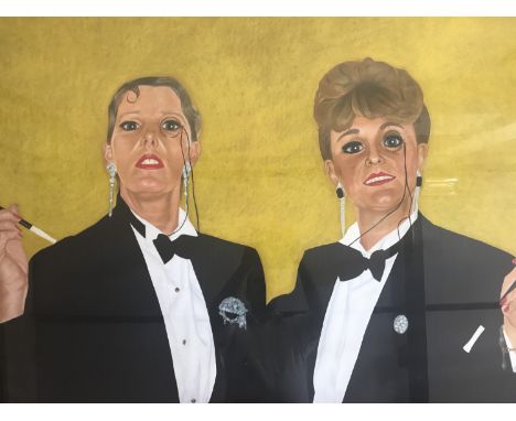 Julian Heath (Contemporary) A decadent large-scale portrait of two ladies in 'roaring twenties' gentlemen's white-tie attire,