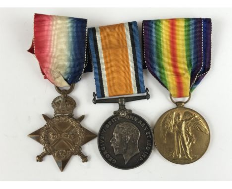 A 1914-15 Star with War and Victory medals to 4271 Pte R S Shaw, KOSB