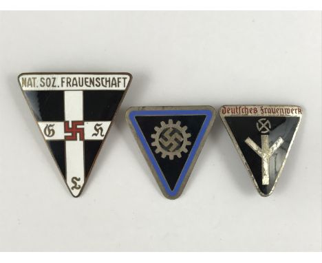 Three German Third Reich Frauenschaft enamel badges