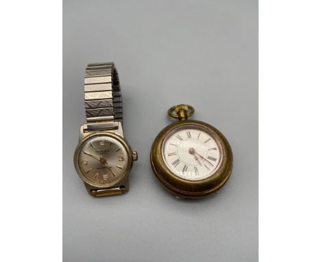 Antique alarm pocket watch [In a working condition] together with a vintage Rendex 17 Jewels, Shock protected watch [In a wor