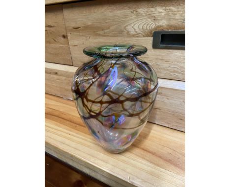 A vintage art glass vase signed to the base. [18cm height] 