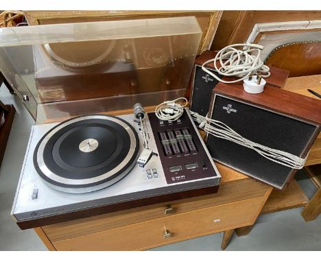 A Vintage Philips Stereo 908 turntable with speakers. 
