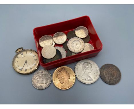 A Quantity of mixed coins which includes a rare Coronation of Elizabeth II Rose design gold coloured coin. Together with a vi