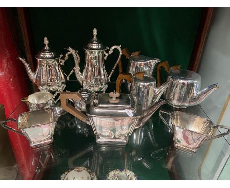 A Vintage Viner's four piece tea/ coffee service. A Three piece Picquot tea/ coffee pots, Together with a Early 1900's E.P Te