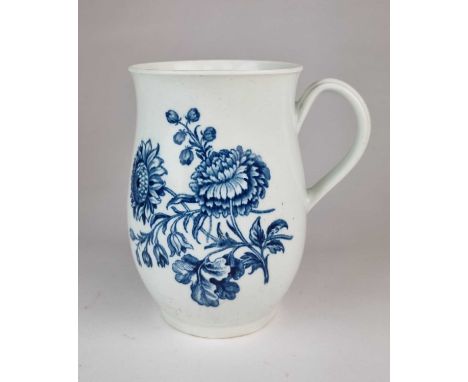 A Worcester baluster mugcirca 1770transfer-printed in underglaze blue with the 'Natural Sprays' pattern, with a double-indent