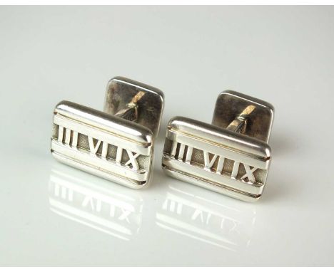 A pair of Tiffany Atlas silver cufflinks, stamped 'Atlas T &amp; Co' '925 Italy', total weight approx 14.7gGeneral wear in ke