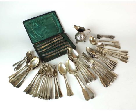 A harlequin collection of silver flatware, various dates and makers, comprising; a part set of Victorian Fiddle pattern flatw