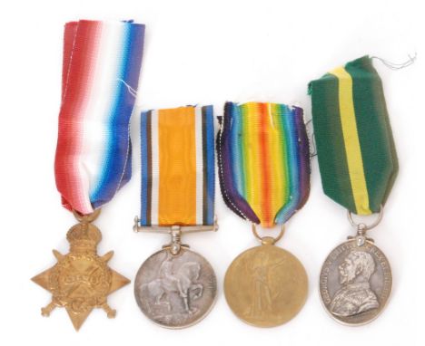 A First World War medal trio to 121 Pte G. Craven Worcester Regiment, with a Territorial Force Efficiency medal, all named. (