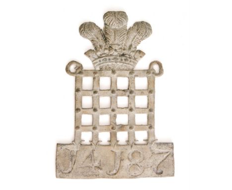 A Westminster Insurance Office lead fire mark, policy No 14187, some light traces of gilt remaining, W5B, height 24cm.   