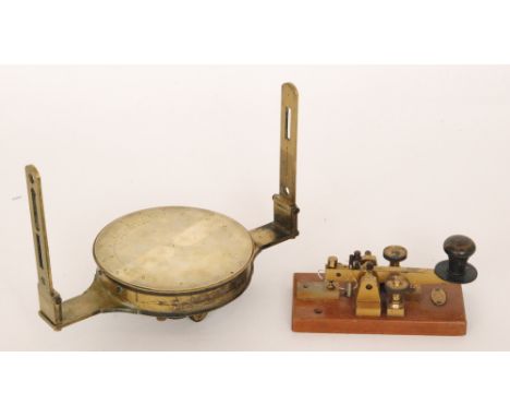 A 19th Century brass surveyors compass by Gargory Birmingham with adjustable sights, dial 12.5cm diameter together with a 193