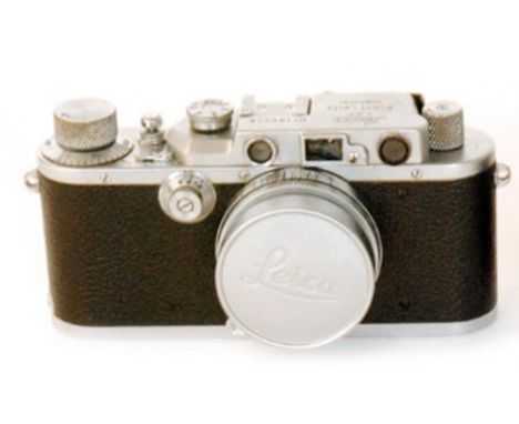 A Leica III 35mm camera, serial No 186228 with Emar f=5cm 1:2.8 Nr. 1602239, in brown leather case with strap.    