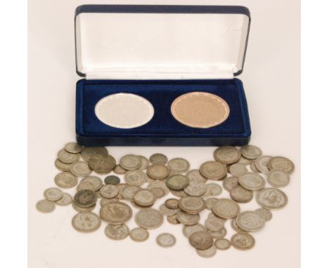 Victoria - Two florins, 1888 and 1890, together with assorted world silver, nickel and copper coinage including silver and br