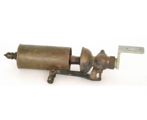 A 20th Century brass locomotive whistle on adjustable iron bracket, engine unknown, length 60cm. 