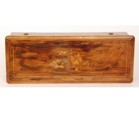 A musical box playing eight airs, serial No 6305, 35cm cylinder in floral inlaid rosewood case, lacking tune card, width 58cm