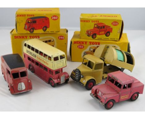 Dinky - 525 Refuse Wagon, in original box; 290 Double Deck Bus red/cream Dunlop" in original box; 255 Mersey Tunnel Police Va