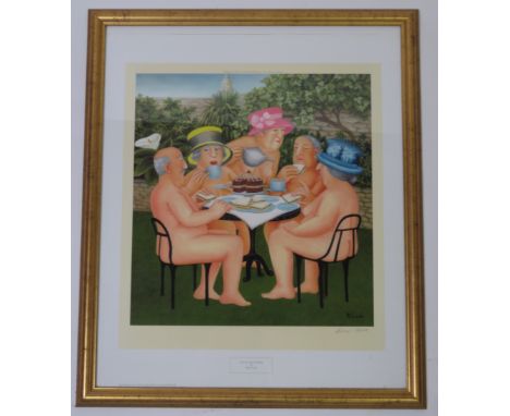 A limited edition signed Beryl Cook print, Tea In The Garden"  limited to 650 copies  48cm x 42cm  "