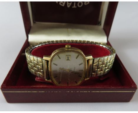 Rotary, a gentleman's automatic wrist watch, the TV shaped silvered dial with black gilt batons & hands, date aperture at thr