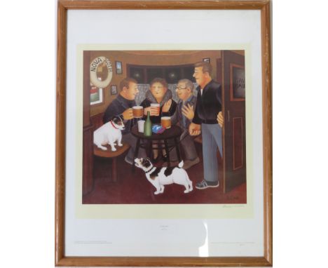 A signed limited edition print by Beryl Cook, entitled In The Snug"  46cm x 46cm "