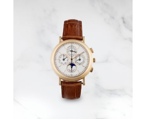 VACHERON CONSTANTIN. CHRONOGRAPHE BRACELET EN OR JAUNE 18K (750) AVEC CALENDRIER PERPETUEL ET PHASES DE LUNEVACHERON CONSTANT