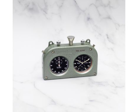 HANHART. RARE CHRONOGRAPHE STOP WATCH 'TRI-STOP' DE RALLYE EN ALUMINIUM COMPRENANT UN CHRONOGRAPHE A REMONTAGE MANUEL ET UN C