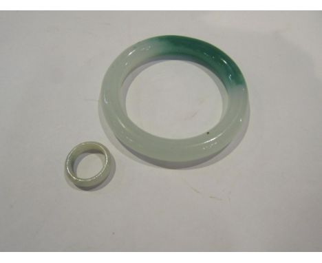 A jade bangle and jade ring 