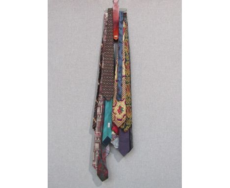 A hanger containing gent's ties including Pierre Cardin and Christian Dior 