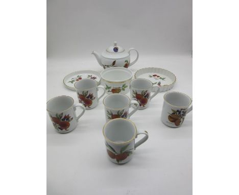 A small collection of Royal Worcester Evesham pattern china including a tea pot, flan dish etc.