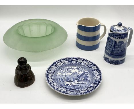 A collection of china and glass including Spode lidded jug, T.G Green Cornishware jug etc. 