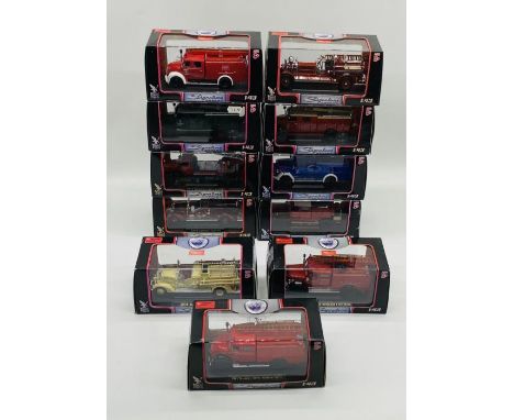 A collection of eleven boxed Signature Series die-cast American classic fire engines (1:43 scale)