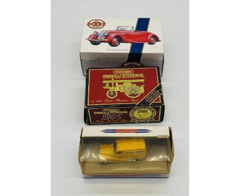 A boxed Matchbox The Dinky Collection 1939 Triumph Dolomite die-cast model, along with a boxed Matchbox Models of Yesteryear 