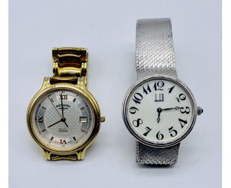 A Dunhill Sterling silver chronometer with 925 silver mesh strap along with one other watch