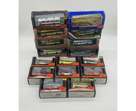 A collection of sixteen boxed Gilbow Exclusive First Editions die-cast buses (all 1:76 scale) including Hebble Cavalier Coach