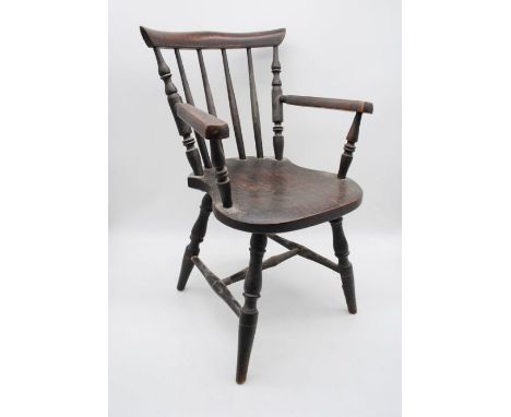 A child's stick back chair with painted detailing - A/F