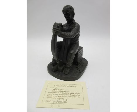 A limited edition coldcast bronzed sculpture "Harp Maker" by Jeanne Rynhart (268/750)