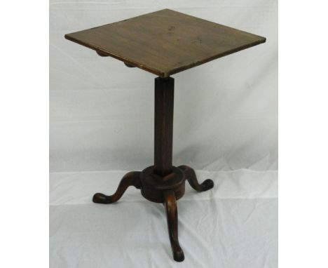 GEORGE III MAHOGANY ADJUSTABLE TRIPOD OCCASIONAL TABLE
with a square top mounted on an adjustable square column, with three o