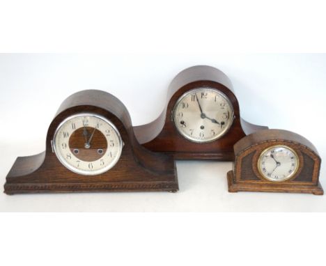 1920's MAHOGANY CASED MANTEL CLOCK
with Westminster chime, 'Haller' movement, with key and pendulum, similar style period oak