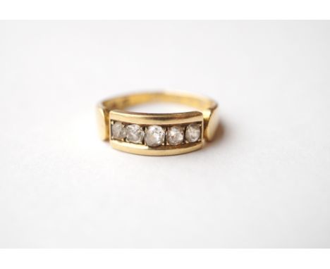 VICTORIAN DIAMOND FIVE STONE DRESS RING
set in eighteen carat gold, the diamonds totalling approximately 0.38cts, ring size L