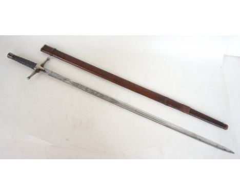 WWI PERIOD HIGHLAND LIGHT INFANTRY OFFICER'S SWORD
1st Battalion, with wire bound grip, crossguard with rounded finials, the 