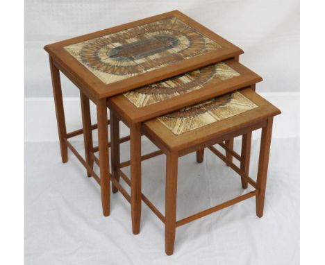 DANISH NEST OF THREE TILE-TOP TEAK TABLES
circa 1970, one marked to underside 'Made in Denmark by Møbelfabrikken Toften'