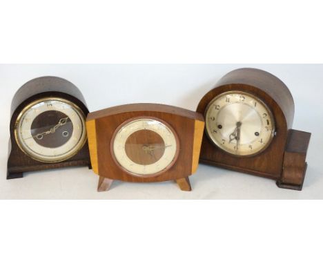 1920's MAHOGANY CASED MANTEL CLOCK
the movement by Hamburg Amerikanische Uhrenfabrik, period Smiths oak cased mantel clock wi