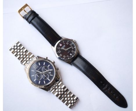GENTLEMAN'S MICHAEL KORS WRISTWATCH
model number MK-8280, the blue dial with baton markers, subsidiary dials and date apertur