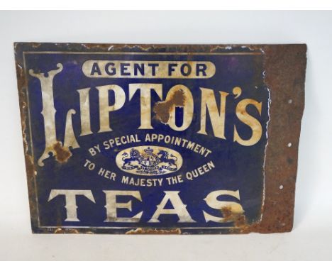 VICTORIAN 'LIPTON'S TEA' ENAMEL ADVERTISING SIGN
double-sided, 'By Special Appointment to Her Majesty The Queen', 33cm x 46.5