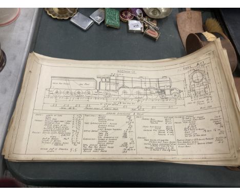 A COLLECTION OF VINTAGE STEAM ENGINE BLUE PRINTS 