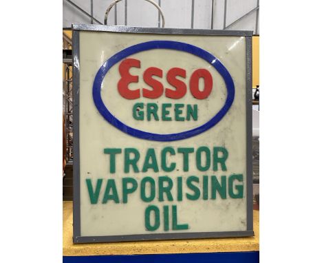 A ESSO GREEN TRACTOR VAPORISING OIL ILLUMINATED BOX SIGN, 48 X 41 X 10CM 