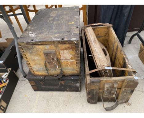 THREE VINTAGE WOODEN TOOL CHESTS 